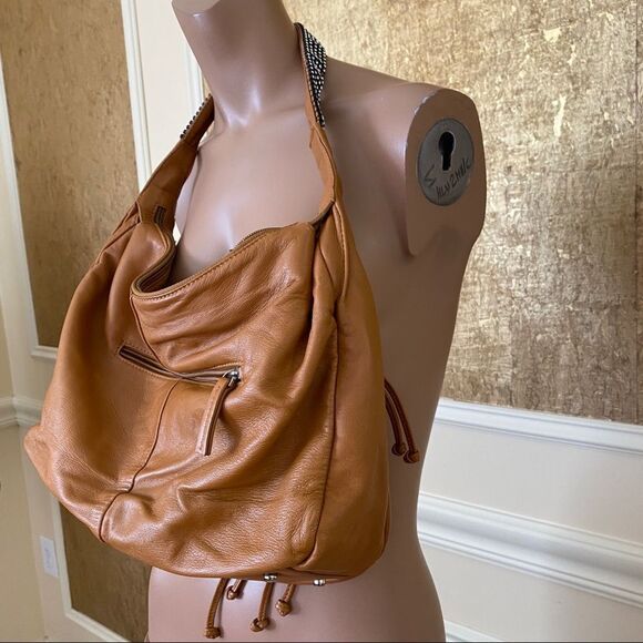DX Touch camel leather Swarovski Crystals hobo bag - Picture 4 of 12